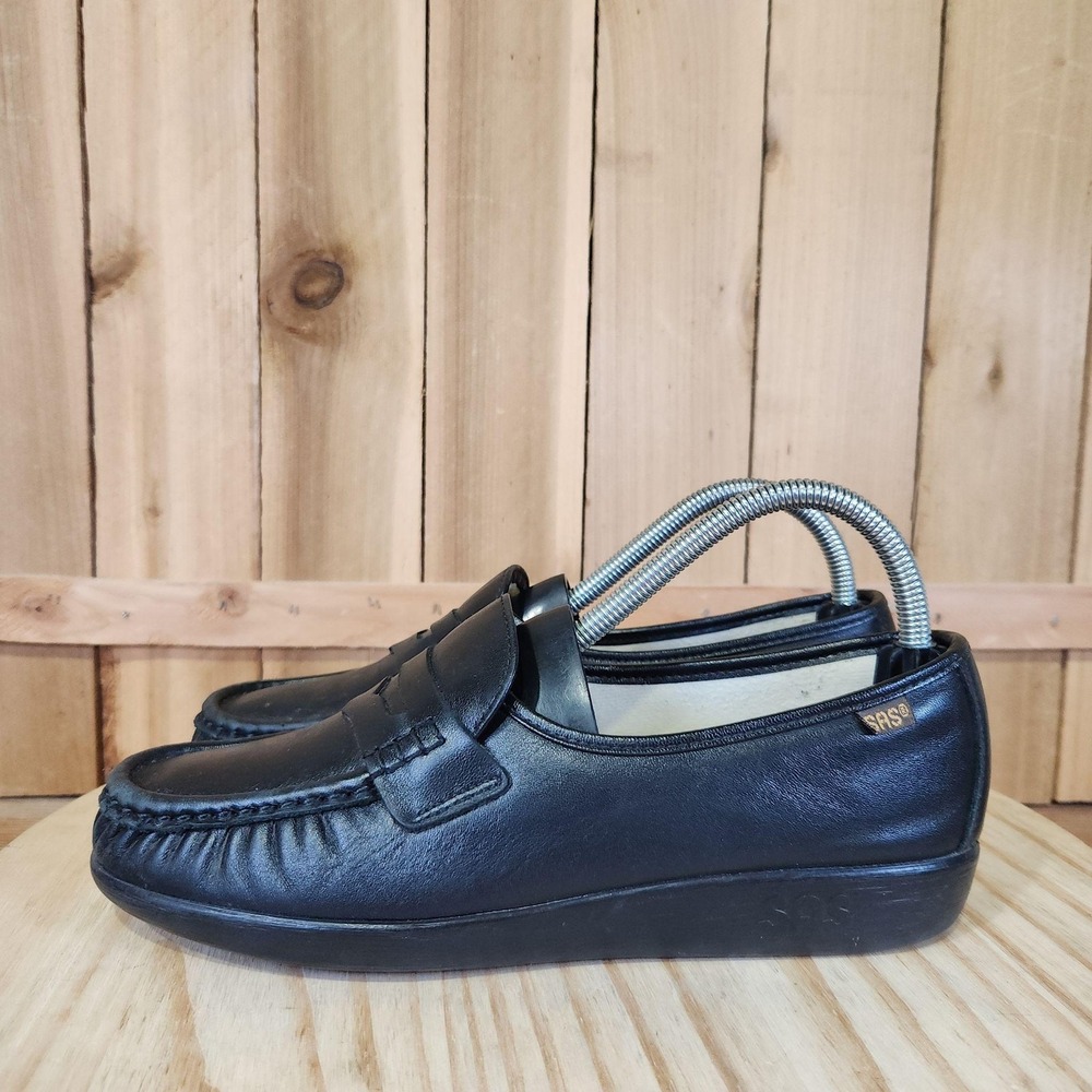 SAS Loafer Shoes Womens 9.5 N Black Leather Slip On Comfort Walking Casual